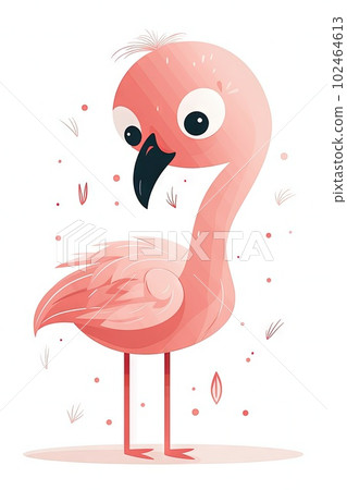 Sweet Baby Flamingo Illustration for Invitations and Scrapbooking. Generative AI 102464613