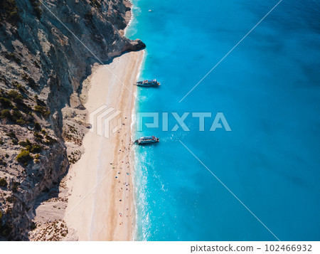 aerial view of egremni beach Lefkada island Greece aerial view of egremni beach Lefkada island Greece 102466932