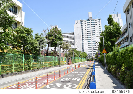 Streetscape of Dongbu Ichon-dong, a Japanese town in Seoul, South Korea 102466976