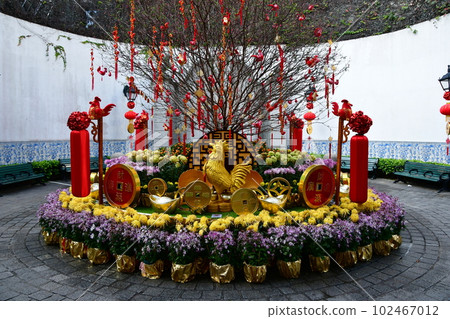 Macau, General Administration of Civil Affairs, Lunar New Year decorations, Azulejos (decorative tiles) wall 102467012