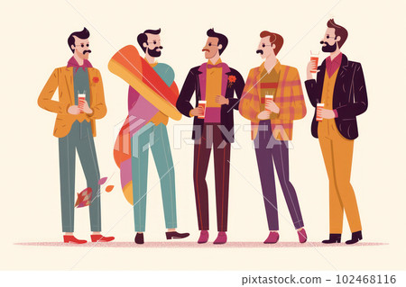 Flat illustration organic graphic design pride day gay couple  in love concept. 102468116