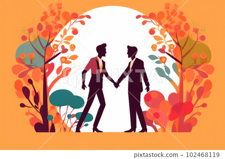 Flat illustration organic graphic design pride day gay couple  in love concept. 102468119