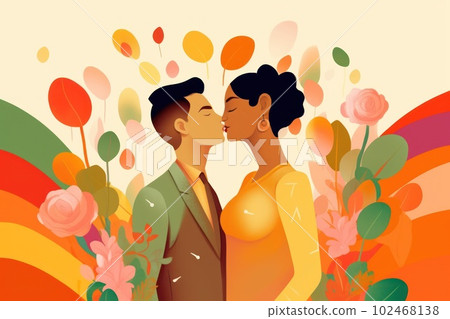 Flat illustration pride day lesbian couple in love background. 102468138