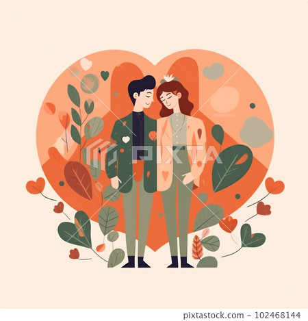 Flat illustration pride day lesbian couple in love background. 102468144