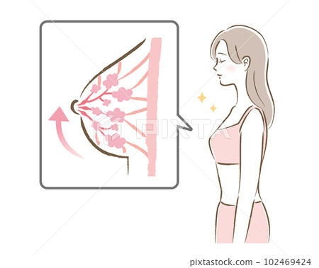 一位胸圍緊繃的年輕女子的插圖 102469424