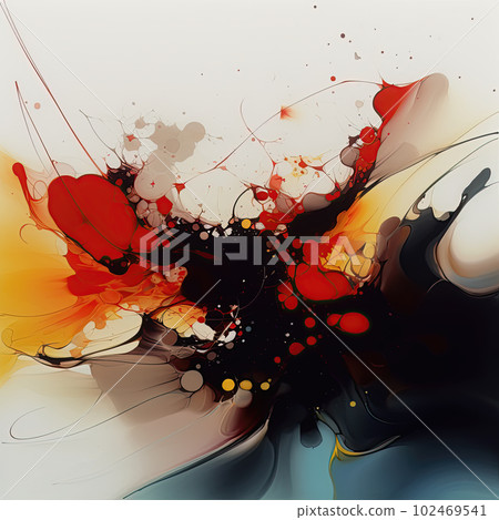 square abstract modern organic action-painting square abstract modern organic action-painting 102469541