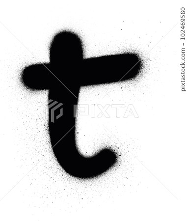 graffiti T font sprayed in black over white 102469580