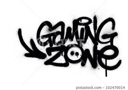graffiti gaming zone text sprayed in black over white graffiti gaming zone text sprayed in black over white 102470014