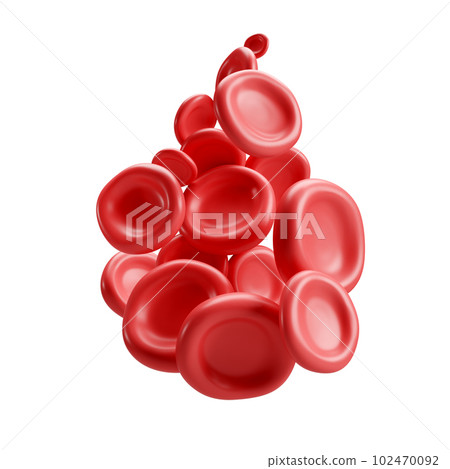 3d flow red blood cells iron platelets in form of drop. Realistic erythrocyte medical analysis illustration on white background with clipping path 3d flow red blood cells iron platelets in form of drop. Realistic erythrocyte medical analysis illustration on white background with clipping path 102470092