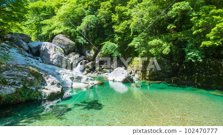 安井溪谷（仁淀藍）：荒尾溪谷 102470777