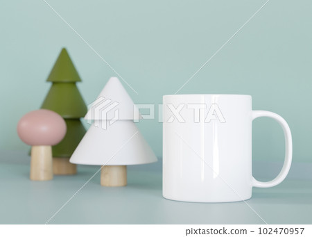 White kids mug mock up. Blank template for your design, advertising, logo. Close-up view. Copy space. Cup standing in children room. Playful cup mockup. 3D rendering. White kids mug mock up. Blank template for your design, advertising, logo. Close-up view. Copy space. Cup standing in children room. Playful cup mockup. 3D rendering. 102470957