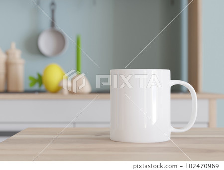 White kids mug mock up. Blank template for your design, advertising, logo. Close-up view. Copy space. Cup standing in children room. Playful cup mockup. 3D rendering. White kids mug mock up. Blank template for your design, advertising, logo. Close-up view. Copy space. Cup standing in children room. Playful cup mockup. 3D rendering. 102470969