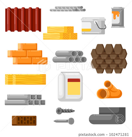Building materials set. Industrial products for construction and renovation. Objects for shop sale. Building materials set. Industrial products for construction and renovation. Objects for shop sale. 102471281