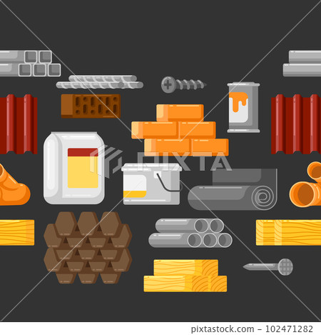 Building materials pattern. Industrial products for construction and renovation. Background for shop sale. Building materials pattern. Industrial products for construction and renovation. Background for shop sale. 102471282