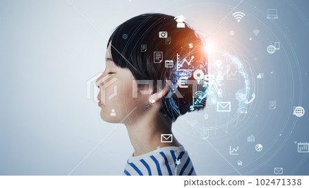 Boy and technology image AI artificial intelligence Edtech Boy and technology image AI artificial intelligence Edtech 102471338