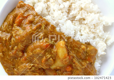 Curry rice with melted ingredients Curry with most of the ingredients melted apart from the potatoes Curry rice with melted ingredients Curry with most of the ingredients melted apart from the potatoes 102471423