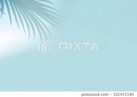 Minimal abstract background with blurry shadow of tropical palm leaves. Cosmetic product Presentation. Premium podium. Pastel light blue empty wall. Showcase, display case, Front view. Modern mockup Minimal abstract background with blurry shadow of tropical palm leaves. Cosmetic product Presentation. Premium podium. Pastel light blue empty wall. Showcase, display case, Front view. Modern mockup 102472190