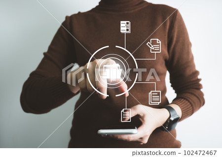Document Management System DMS, Online document database management, Organization document Organized, automated processes to manage files, ERP enterprise efficient, business technology. 102472467