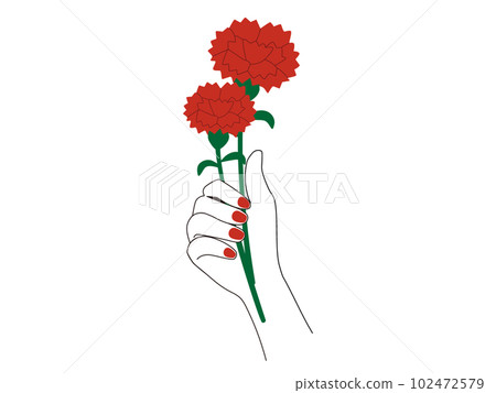用紅色康乃馨給對方留言的圖解 優雅的手有紅色美甲(指甲) 用紅色康乃馨給對方留言的圖解 優雅的手有紅色美甲(指甲) 102472579