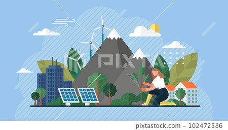 Clean energy. Renewable green energy sources. Clean electric energy from renewable sources sun wind Clean energy. Renewable green energy sources. Clean electric energy from renewable sources sun wind 102472586