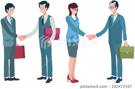 Business partnership cooperation beginning. Businessmen shaking hands after signing contract Business partnership cooperation beginning. Businessmen shaking hands after signing contract 102472587