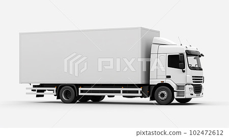 Generative IA illustration of a white cargo truck isolated on white 102472612
