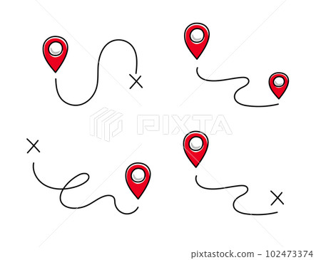 Pin doodle location icon. Hand drawn sketch style place maker, location pin, gps point pictogram 102473374