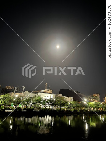 Night town floating on the water Night town floating on the water 102473376