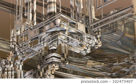 3D Illustration of a Beautiful infinite mathematical mandelbrot set fractal. 102473407