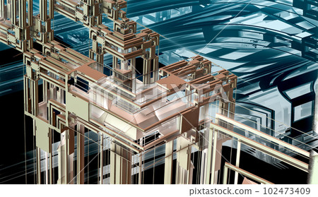 3D Illustration of a Beautiful infinite mathematical mandelbrot set fractal. 3D Illustration of a Beautiful infinite mathematical mandelbrot set fractal. 102473409