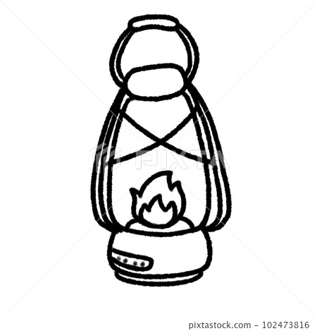 Hand-drawn Cute line camping lantern, lamp, fire, Camping character design in doodle style Hand-drawn Cute line camping lantern, lamp, fire, Camping character design in doodle style 102473816