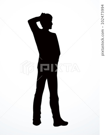 Vector drawing. A man stands making a choice Vector drawing. A man stands making a choice 102473994