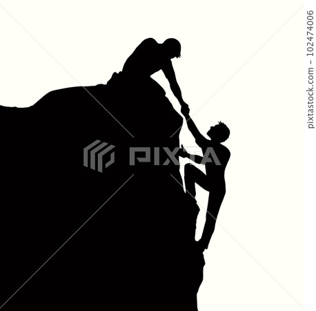 Vector drawing. Man helps his friend 102474006