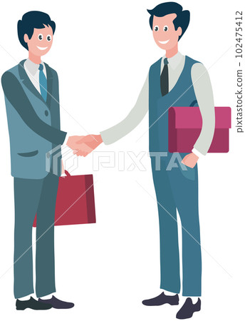 Meeting of two businessmen and business handshake. Business partners conclude successful contract 102475412
