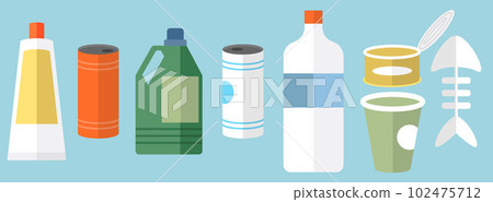 Restoration of the ecology of the planet. Garbage set. Take out a rubbish. Garbage sorting. Plastic, organic, metal 102475712