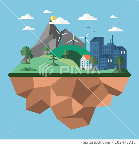 Eco protection, nature concept. Comparison of green clean planet and dried up lifeless land Eco protection, nature concept. Comparison of green clean planet and dried up lifeless land 102475713