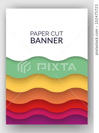 Abstract background with color waves, paper art illustration liquid figures. Dynamic color shapes 102475723