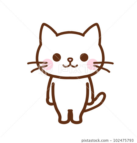 簡單的白貓角色全身 102475793