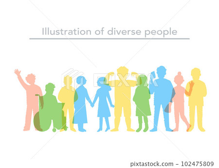 Image silhouette of diversity 102475809