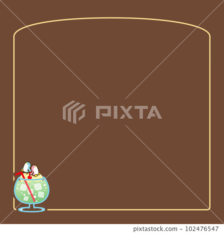 Simple penguin with cream soda one point & border material square type 22 Simple penguin with cream soda one point & border material square type 22 102476547