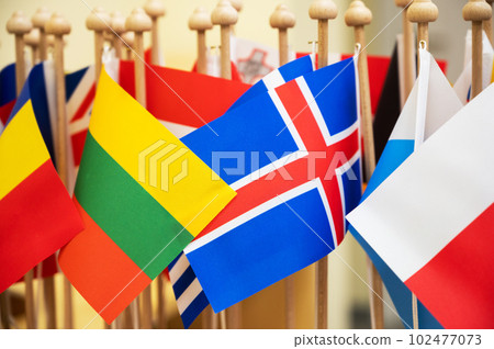Colorful paper flags of world nations. 102477073