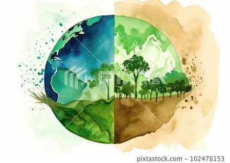 Earth Day minimalistic nature protect emblem 102478153
