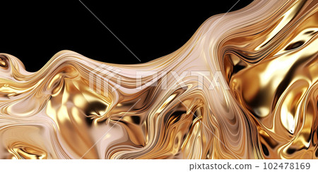 Metallic golden swirls morphing abstract fluid art Metallic golden swirls morphing abstract fluid art 102478169