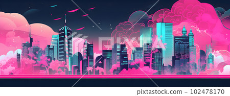 Tokyo night skyline with skyscrapers neon colors Tokyo night skyline with skyscrapers neon colors 102478170