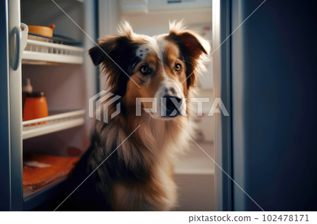 Domestic dog seeks relief from hot summer heat Domestic dog seeks relief from hot summer heat 102478171