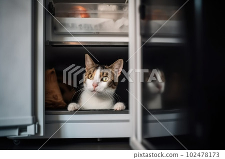 Domestic cat seeks relief from hot summer heat Domestic cat seeks relief from hot summer heat 102478173