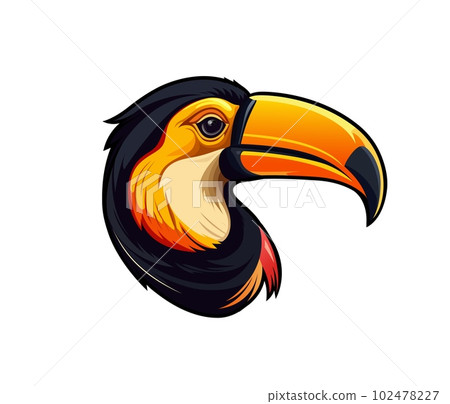 Ai generated cartoon toucan bird mascot logo. Zoo tropical bird or jungles animal head tattoo, college sport team AI generated vector mascot or sticker, company emblem with toucan head Ai generated cartoon toucan bird mascot logo. Zoo tropical bird or jungles animal head tattoo, college sport team AI generated vector mascot or sticker, company emblem with toucan head 102478227