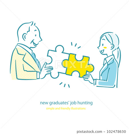 招聘招聘人員和求職者簡單時尚的線條畫插圖 102478630