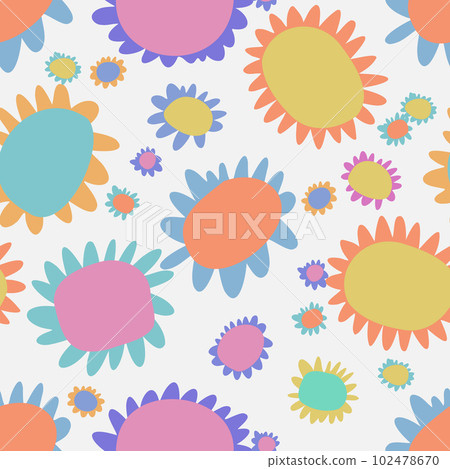 Vector seamless pattern with flowers. Abstract plants, botanical tiled design Vector seamless pattern with flowers. Abstract plants, botanical tiled design 102478670