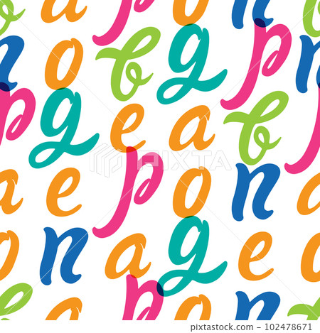 Hand drawn letters seamless pattern. Abstract lettering. Handwritten font. Hand drawn letters seamless pattern. Abstract lettering. Handwritten font. 102478671